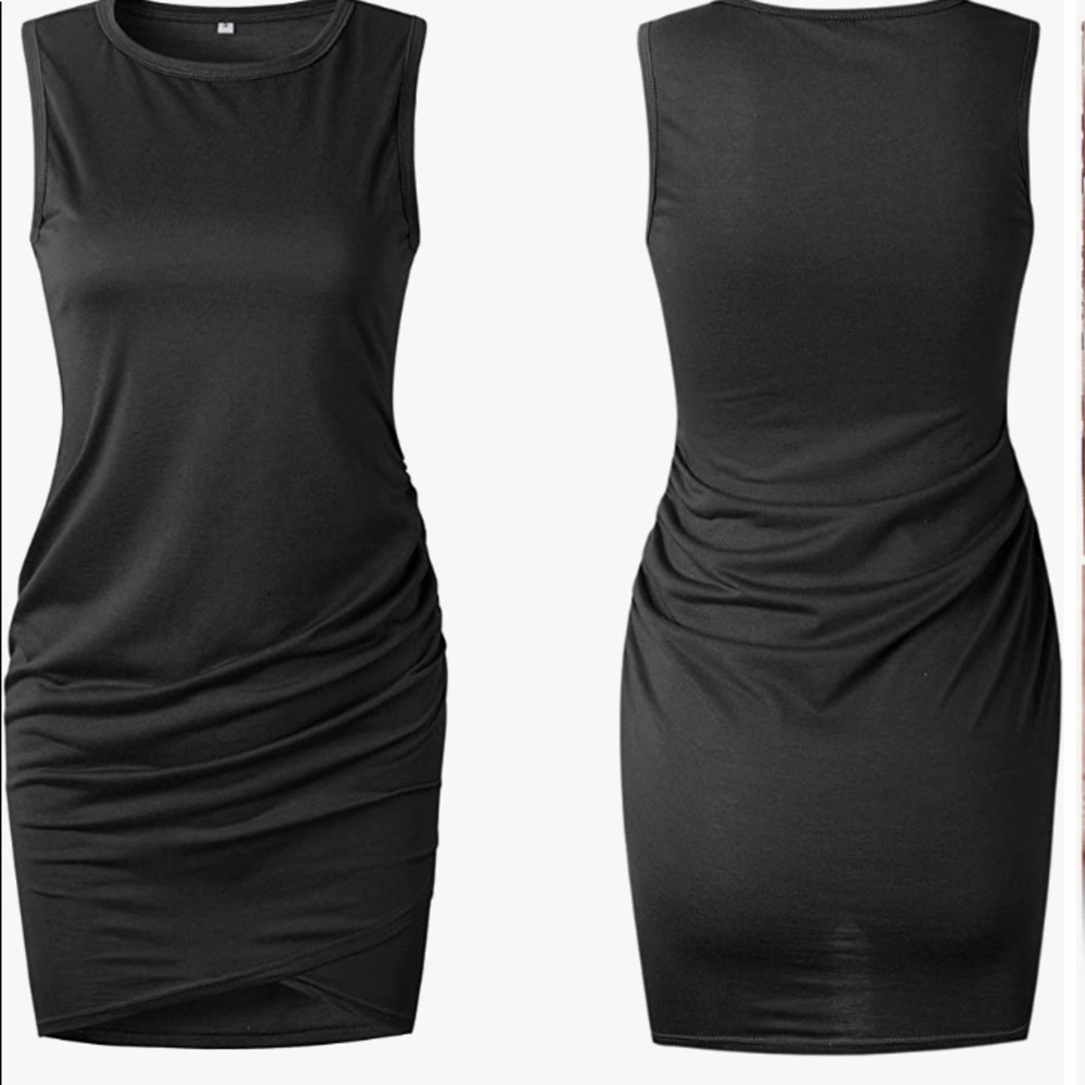 BTFBM Women Crew Neck Ruched Sleeveless Bodycon xl
